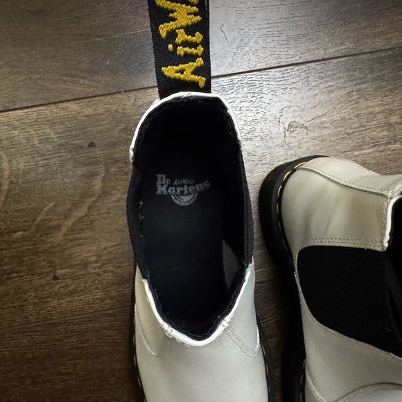 Dr Martens White Chelsea Ankle Boots with Textured Fabric and Thick Rubber Sole - Picture 3 of 4